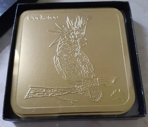 Riga Gold Australian Animal Etched Drinks Anodised Coasters Boxed Vintage 80/90s - Bild 1 von 8