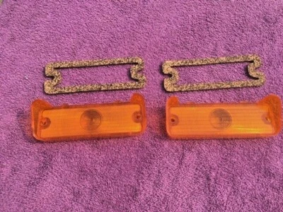 1966 Chevrolet Impala Caprice SS NEW AMBER Park Light Lamp Lens Pair Gaskets - Image 1 of 4