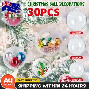 30pcs Christmas Ball Fillable Baubles Clear Ball Xmas Tree Ornament Bulk Decor - Picture 1 of 9