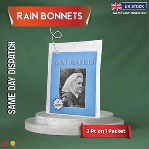Klar Regenhut Damen Haarschutz Kapuze Haube Bindebänder Hut Kapuze Schutz UK - Bild 1 von 12