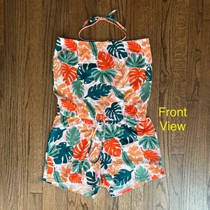 NWT SERRA Tropical Print One-Piece Shorts Romper Multicolor Size M Cruise! - Picture 1 of 10