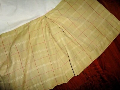 FALDA DE CAMA NAUTICA VINTAGE ROSA TOSTADO ROJO CREMA CUADROS (1) CALIFORNIA KING CAÍDA 15" Foto 1 de 4