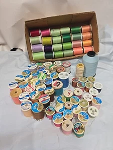 Mixed Lot 80 Vintage Wood & Plastic Spools Sewing Thread Spun Dee Coats Clarks - Picture 1 of 20