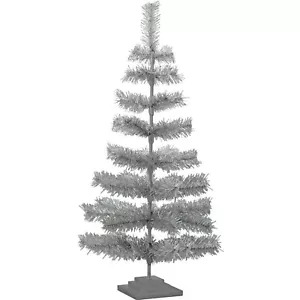 48" Silver Tinsel Christmas Tree Vintage Retro Style XMASS Holiday Decor 4FT - Picture 1 of 3