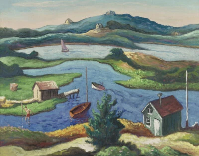 Impresión en lienzo Thomas Hart Benton Menemsha Pond 16 x 20 Foto 1 de 4
