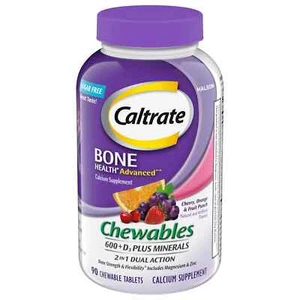 Caltrate Chewables 600 D3 Plus Minerals Bone Health Supplement 90 Count - Picture 1 of 7
