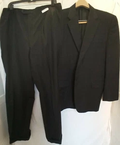 Hickey Freeman Nordstorm Madison Black pinstripes Suit 42 Reg 34x30 Pleats cuffs - Picture 1 of 12