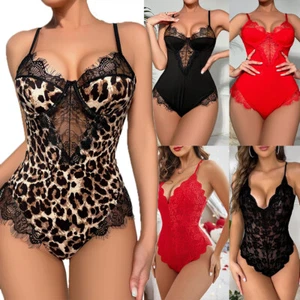 Sexy Lingerie Women Lace Teddy Bodysuit Sleepwear One Piece Underwear Nightwear - Picture 1 of 66