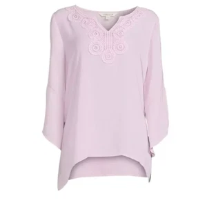 M The Pioneer Woman Sharkbite Hem Embroidered Blouse Top Shirt Women's MEDIUM - Picture 1 of 4