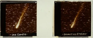 Rare.Espace.Comète devant les étoiles.Stereo sur verre 45x107mm.Glass view.1900. - Picture 1 of 1