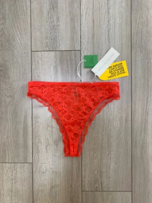 STELLA MCCARTNEY MILA TANGA DE ENCAJE DE TIRO ALTO NARANJA CORAL TALLA M SELFRIDGES Foto 1 de 4