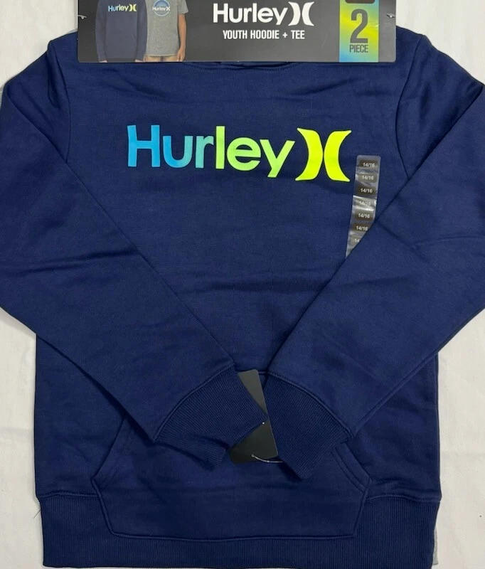 Hurley Boys 2 Pack Hoodie and Tee Set Navy/Gray size 14/16