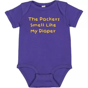 Minnesota Vikings Fan The Packers Smell Like My Diaper Baby Bodysuit - Picture 1 of 2