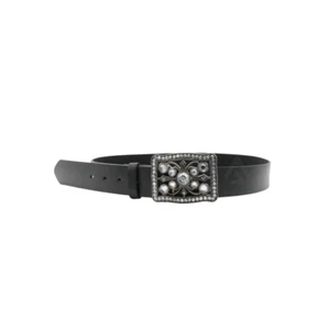 New Women Ladies Girl Leather Square Buckle Black Belt Plain Finished Design - Picture 1 of 13