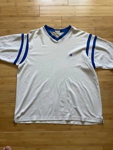 Vintage 90s Champion Blue Beige Shooting Warm Up Jersey Shirt NBA SIZE XL - Picture 1 of 3