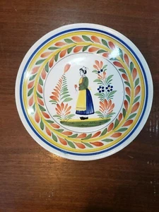Vintage französische Quimper Keramik - 9" Servierschüssel mit Frau - Bild 1 von 7