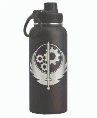Fallout Brotherhood of Steel 32 oz Laser Engraved Stainless Steel Water Bottle - Image 1 of 4