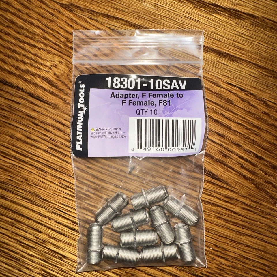 Platinum Tools 18301 F Adapter, Female to Female F81 10 Pack Sold Separate - Image 1 of 3