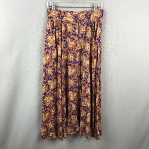 Vintage Herman Geist Skirt Womens 12 Purple Red Paisley Maxi Pleated Flowy Artsy - Picture 1 of 18