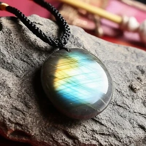 Natural Labradorite Stone Pendant Necklace Healing Reiki Amulet Necklace Gift - Picture 1 of 9