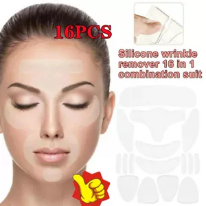 16Pcs Silicone Anti Wrinkle Pad Patches For Skin Face Eye Forehead Reusable - Picture 1 of 11