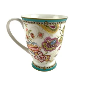 Taza Grace Teaware porcelana fina blanca floral adorno turquesa - Imagen 1 de 8