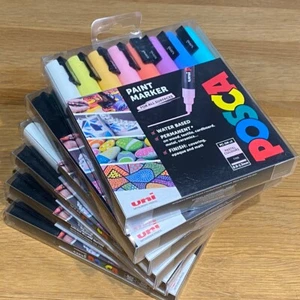 🟢 Uni Posca Paint Markers Pens Art Fine Tip Pastel Colours PC-3M (Set of 8) - Picture 1 of 19