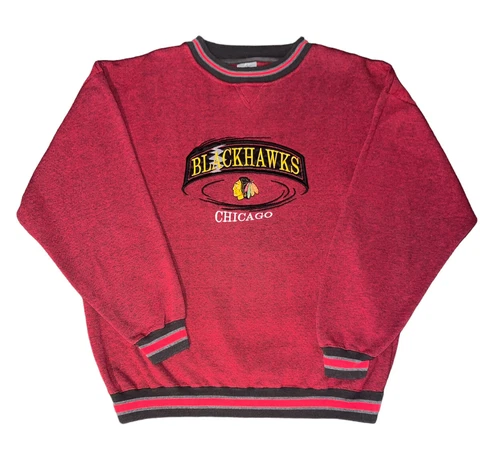 Vintage 90s Chicago Blackhawks Pullover Sweatshirt -SIZE XL- Brandon Sportswear Cover