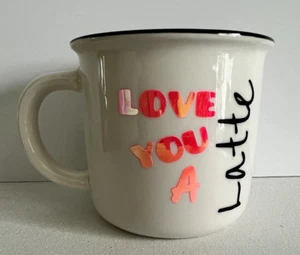 Tema caffè~ Tazza tazza ceramica Love You A Latte caffè personalizzato bianco pastello/crema - Foto 1 di 3