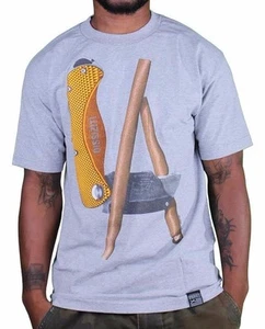 Dissizit! Heather Grey LA Blunt Box Cutter Utility Knife Los Angeles T-Shirt NWT - Picture 1 of 2