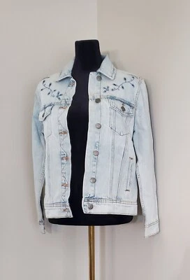 Old Navy Light-Wash Embroidered Cutwork Jean Jacket Size SMALL Cottagecore - Image 1 of 4