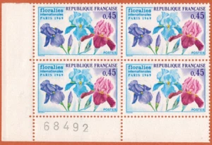 1969-Bloc de 4 Timbres france neuf**/Floralies de Paris-Orchidée-Stamp-Yv.1597 - Foto 1 di 1