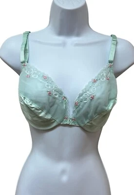 Sujetador push-up vintage Vanity Fair talla 34D estilo 75-136 cierre frontal verde menta Foto 1 de 4