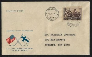 FINLAND 1938 SWEDEN FINN COOPERATION Sc 214 ON FDC ON COVER W/CACHET OF FIRST SE - Picture 1 of 1