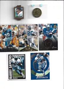 BARRY SANDERS LOT (7) LAPEL PIN, COIN, INSTINCTS, MINTED HIGHLIGHTS,'95 '96 BASE - Picture 1 of 1