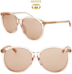 GUCCI GG0261SA 006 SHINY TRANSPARENT ORANGE ROUND SUNGLASSES. 57mm - Picture 1 of 14
