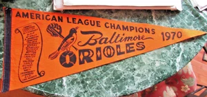 Baltimore Orioles 1970 American League Champions Felt Pennant - 29.5' Long - Picture 1 of 7