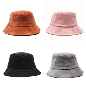 Cappello uomo donna unisex velluto a coste tinta unita secchiello viaggio escursionismo caccia pesca berretto - Foto 1 di 6