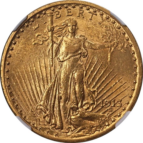 1913-P Saint-Gaudens Gold $20 NGC AU58 Nice Eye Appeal Nice Strike Cover