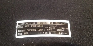 CALCOMANÍA CT70 TIRE INFO CT MINITRAIL - Imagen 1 de 3