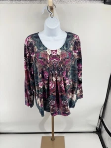 Top de mujer Soft Surroundings talla grande ELEVADAS estampado floral manga larga - Imagen 1 de 9