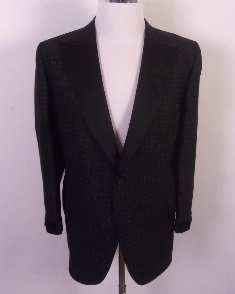 vintage 60s 70s Richard Bennett BESPOKE Geometric Tuxedo Tux Dinner Jacket 44 S - Image 1 of 4