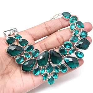 Necklace Chrome Diopside Facited Gemstone Women'Unisex Jewelry 18-20'' - Picture 1 of 10