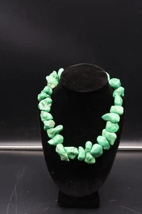 Lt Green Mint Turquoise Statement Necklace Chunky Nugget Heavy Jewelry - Picture 1 of 24