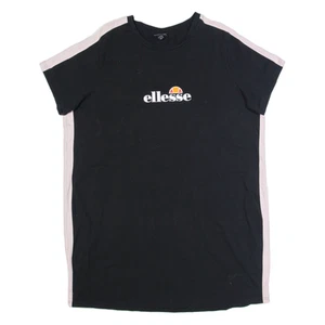 ELLESSE Womens T-Shirt Dress Black Short Sleeve Knee Length UK 20 - Picture 1 of 6