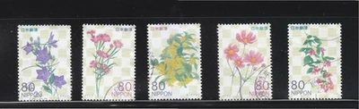 JAPAN 2011 (PREFECTURE) SEASONAL FLOWERS SERIES 1 80 YEN COMP. SET 5 STAMPS USED - Image 1 of 4