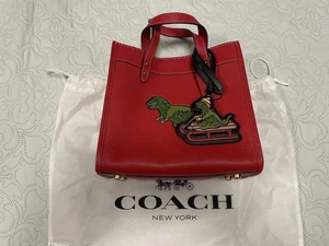 Coach Field Tote CF084 Crossbody Hand Shoulder Bag Red Dinosaur Casual Travel - Picture 1 of 24