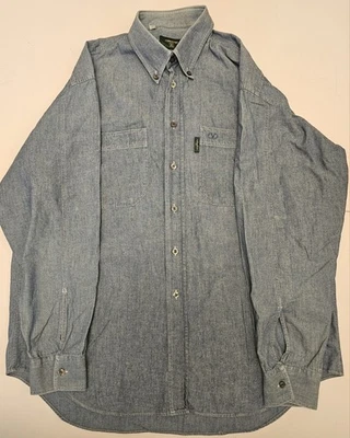 Винтажный Valentino джинсы джинсовой ткани рубашка синий Western знаковый кнопки размер большой винтажный - Изображение 1 из 4