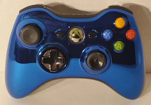 Controlador Inalámbrico Microsoft Xbox 360 Cromo Azul Metálico OEM Funciona LEER - Imagen 1 de 9