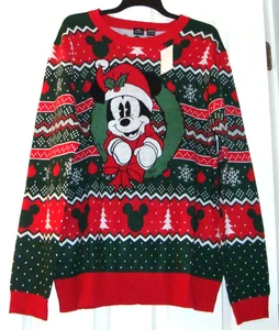 NWT Disney Mickey Mouse Christmas Holiday Sweater Men's XXL Crew Neck / NEW - Picture 1 of 2